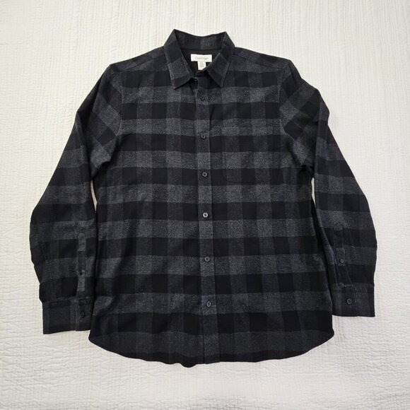 Calvin Klein Flannel Shirt Men's M Medium Black Check Long Sleeve EUC Old Money - Picture 1 of 15